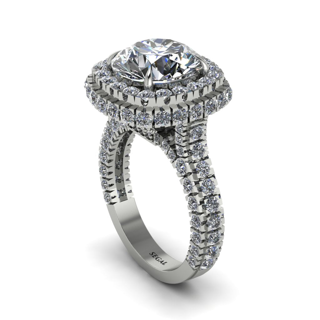 Diamond Pave Double Halo Engagement Ring - Eve No. 3