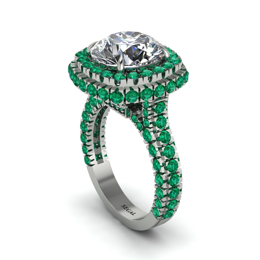 Diamond Pave Double Halo Engagement Ring - Eve No. 18