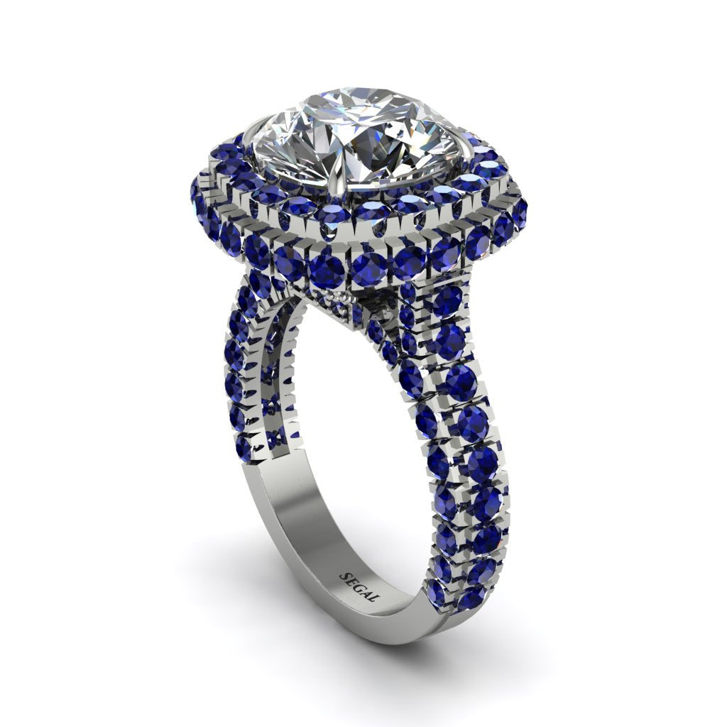 Diamond Pave Double Halo Engagement Ring - Eve No. 63