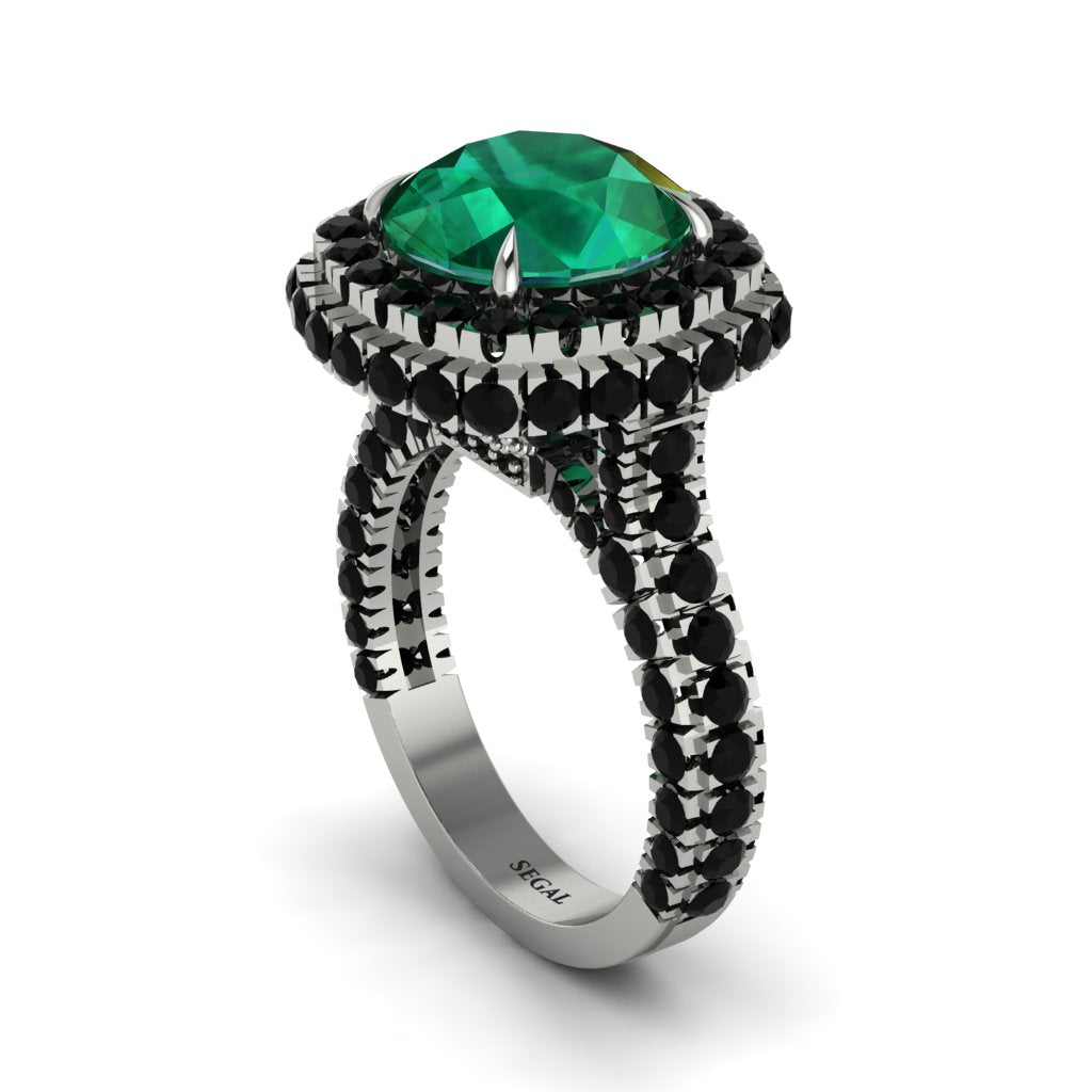 Emerald Pave Double Halo Engagement Ring - Eve No. 36
