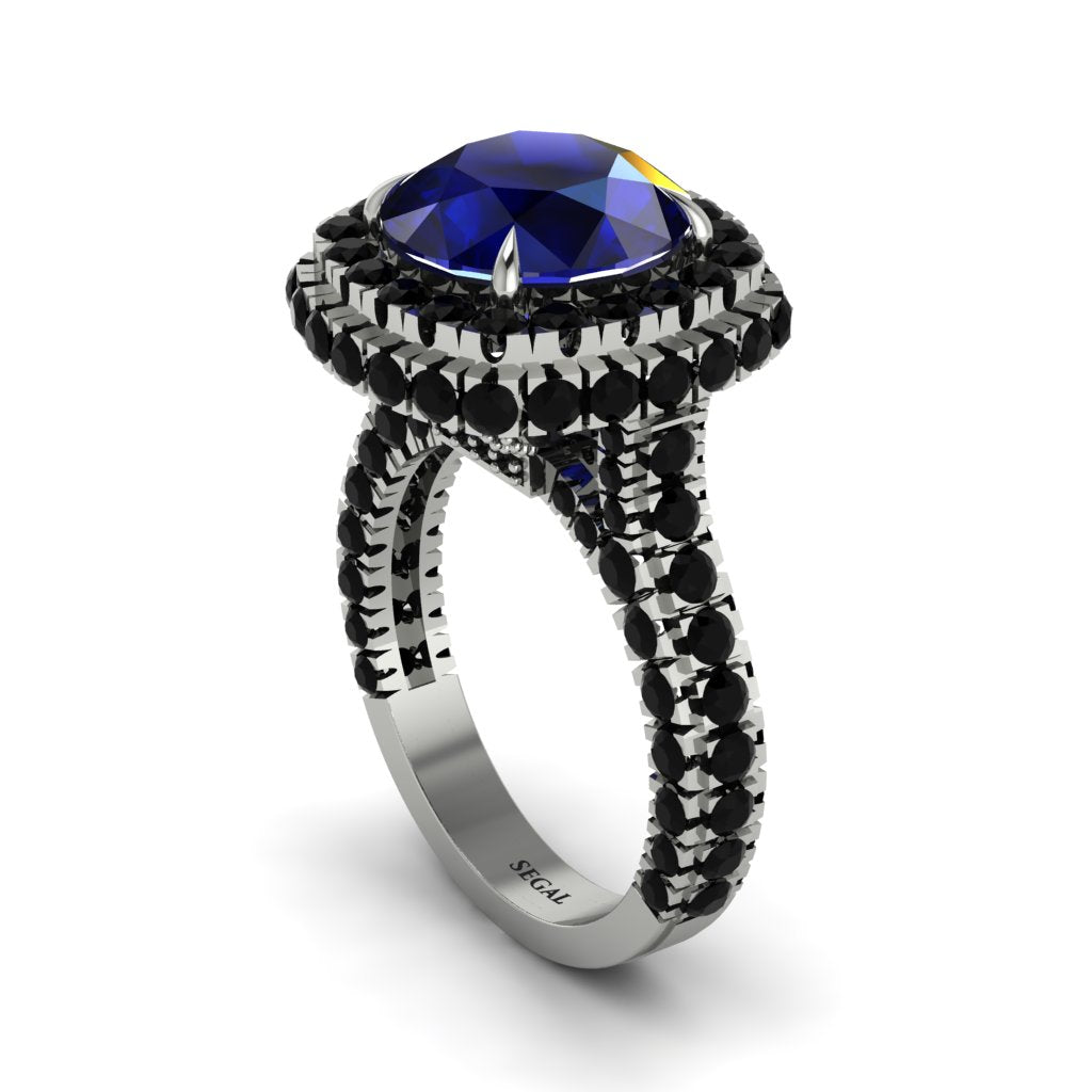Sapphire Pave Double Halo Engagement Ring - Eve No. 45