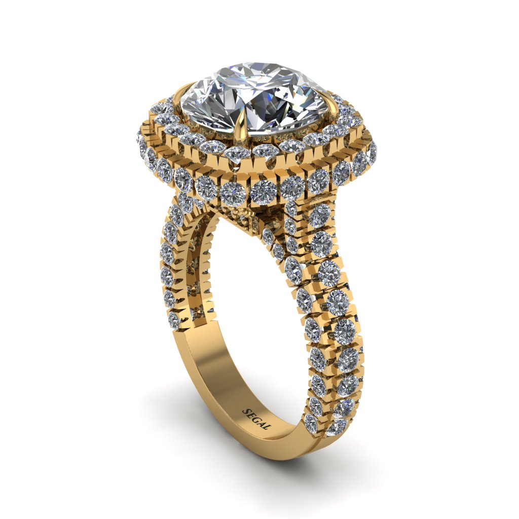 Diamond Pave Double Halo Engagement Ring - Eve No. 1