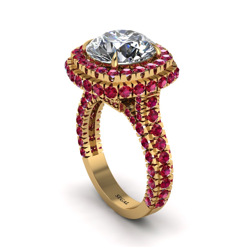 Diamond Pave Double Halo Engagement Ring - Eve No. 46