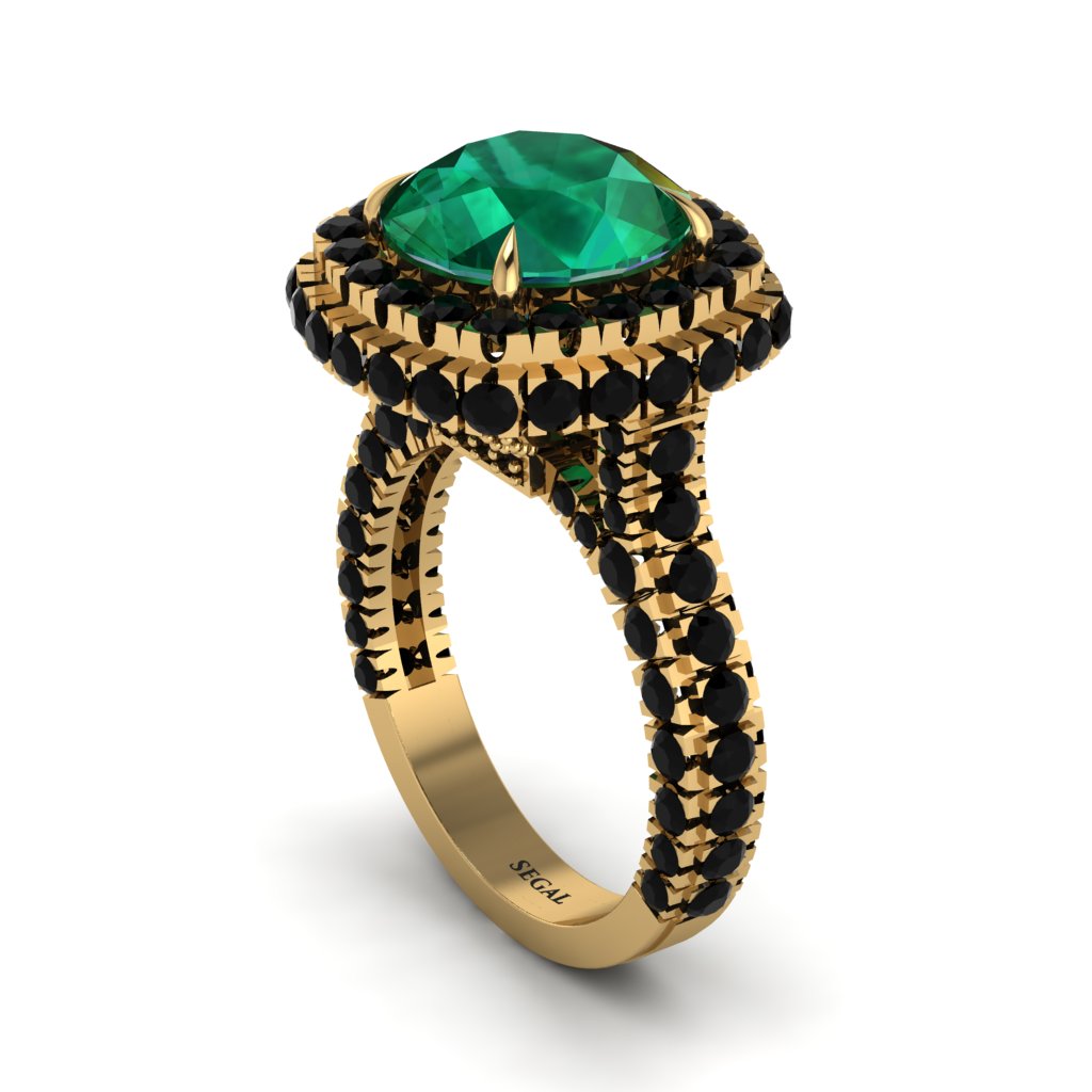Emerald Pave Double Halo Engagement Ring - Eve No. 34