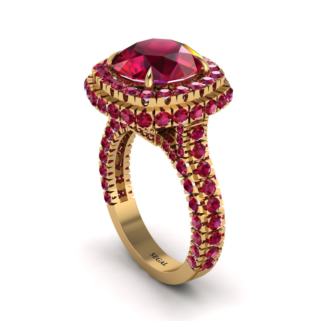 Ruby Pave Double Halo Engagement Ring - Eve No. 55