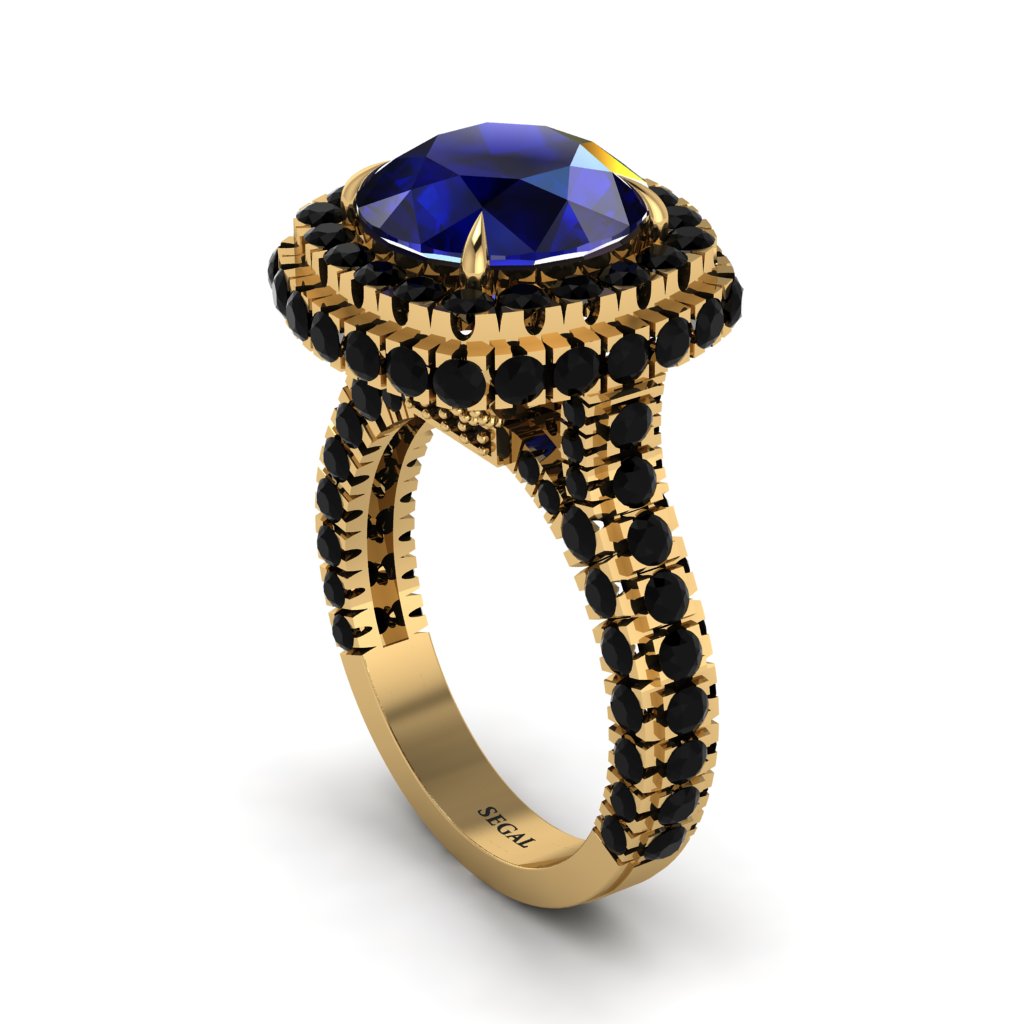 Sapphire Pave Double Halo Engagement Ring - Eve No. 43