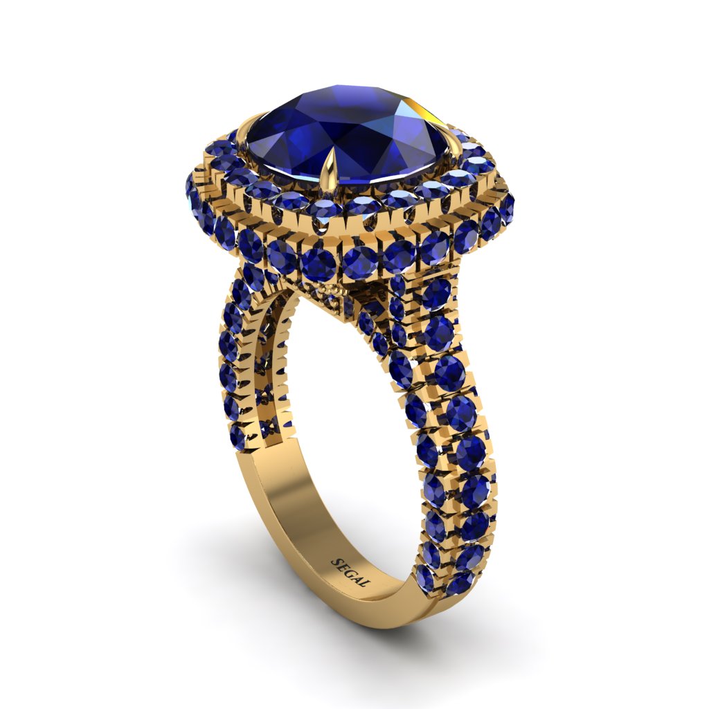 Sapphire Pave Double Halo Engagement Ring - Eve No. 73