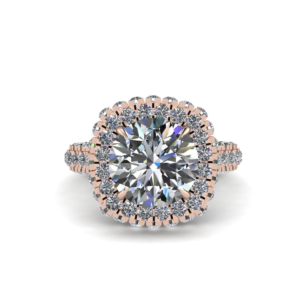 Diamond Pave Double Halo Engagement Ring - Eve No. 2
