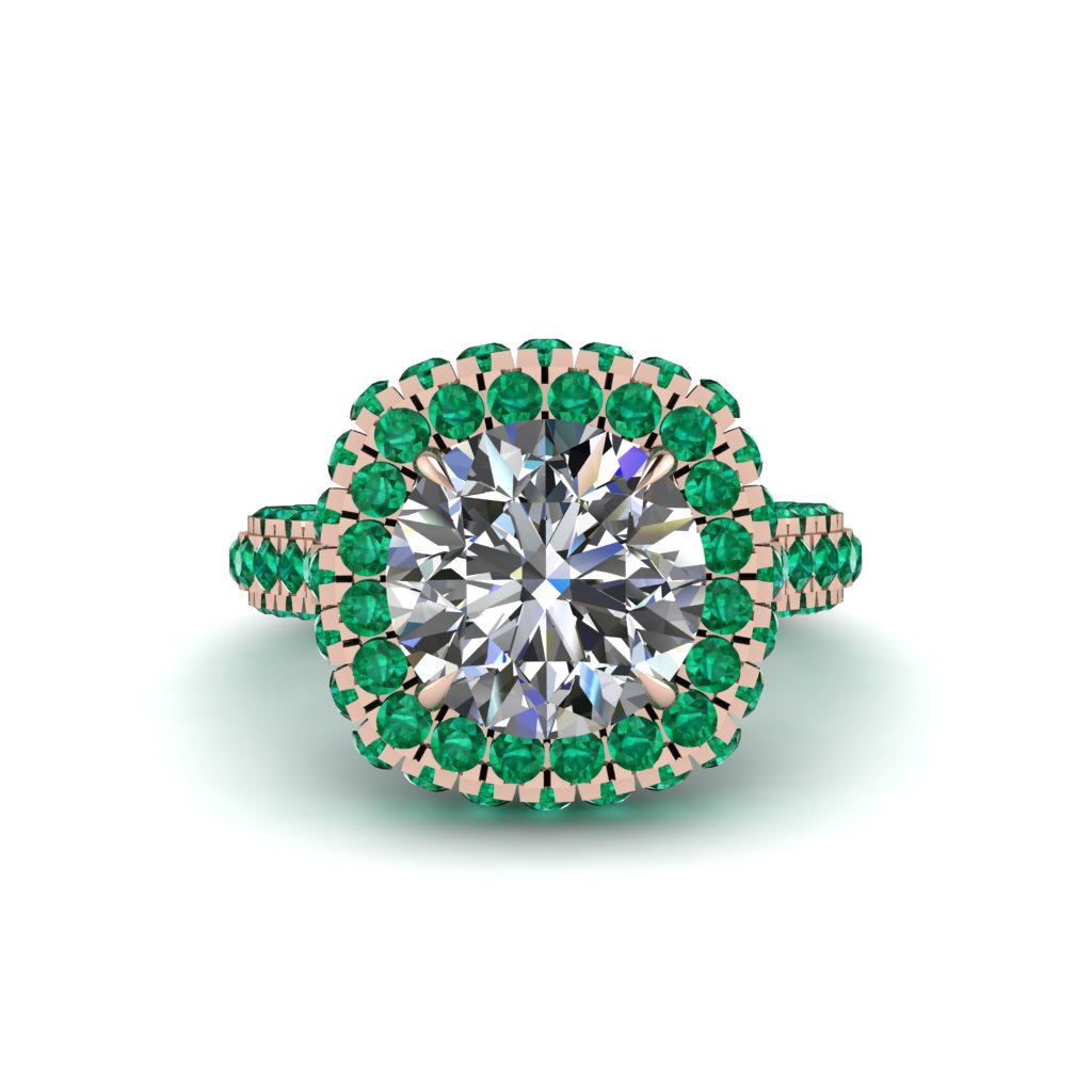 Diamond Pave Double Halo Engagement Ring - Eve No. 17