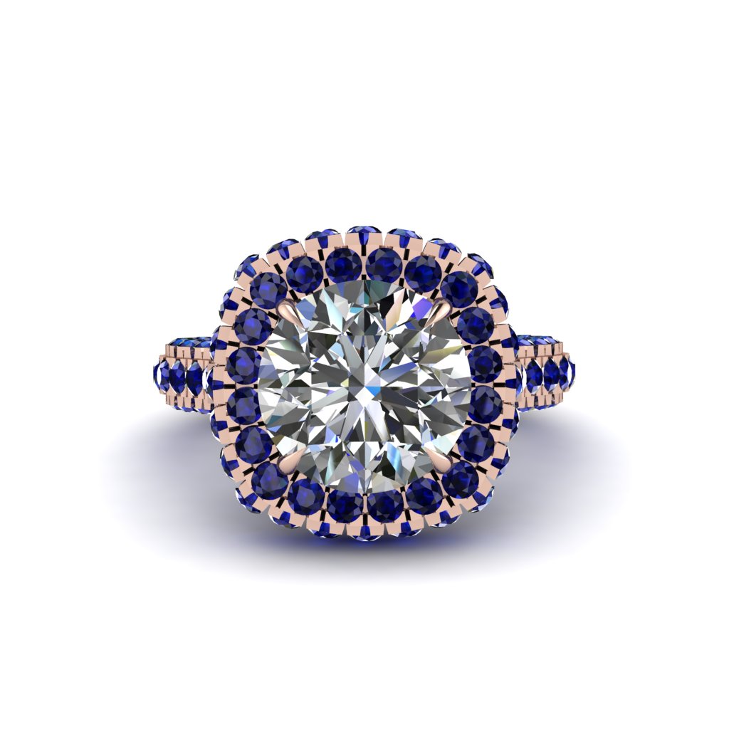 Diamond Pave Double Halo Engagement Ring - Eve No. 62