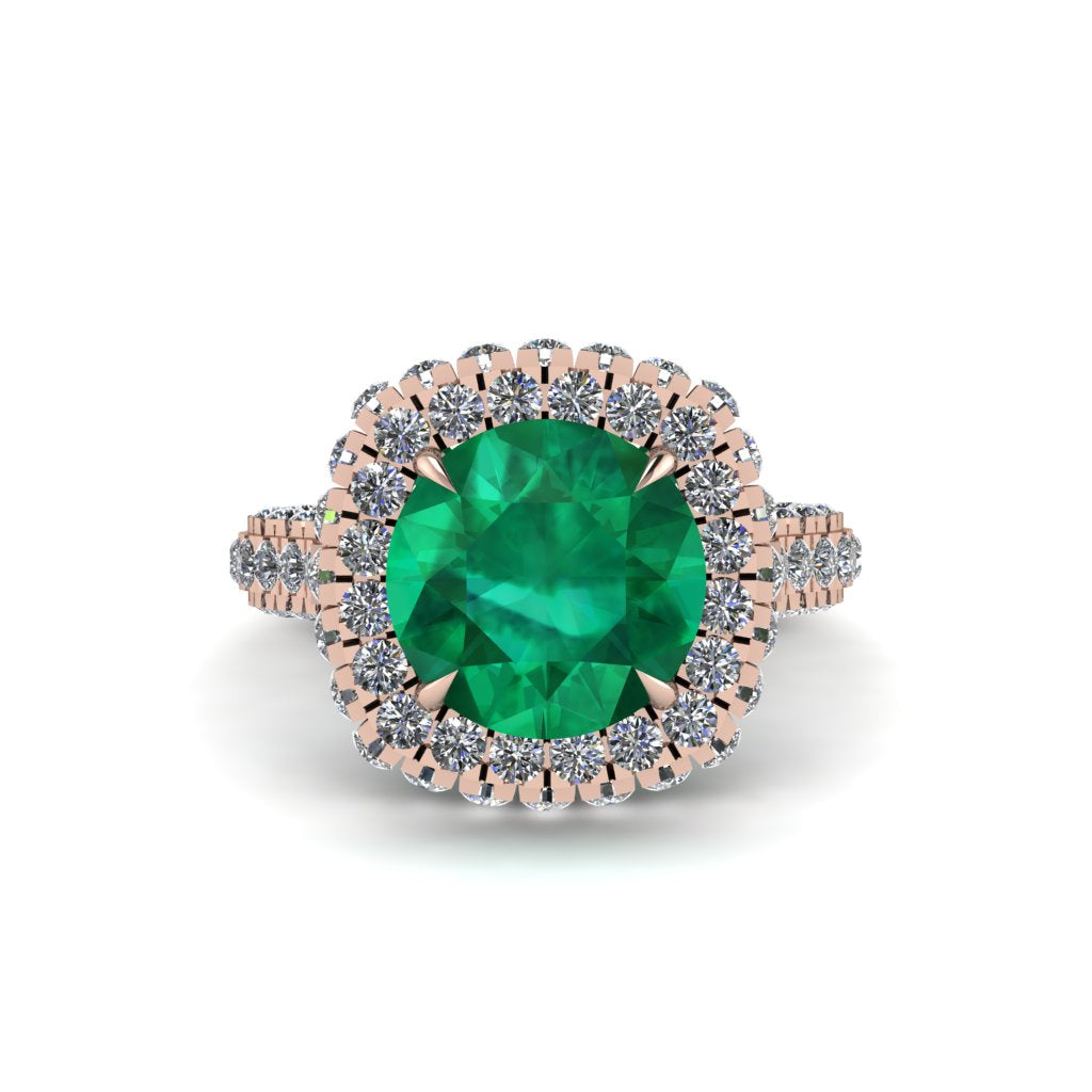 Emerald Pave Double Halo Engagement Ring - Eve No. 5