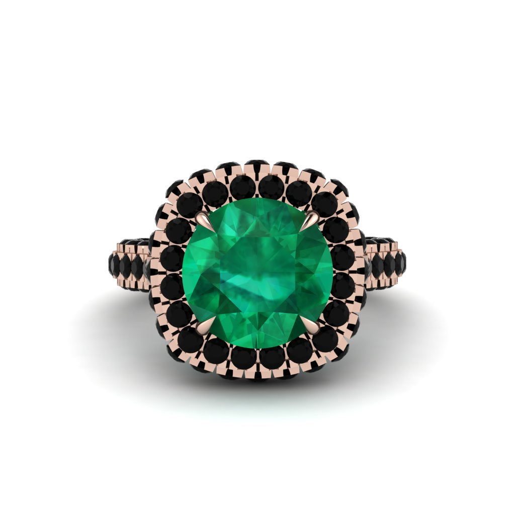 Emerald Pave Double Halo Engagement Ring - Eve No. 35