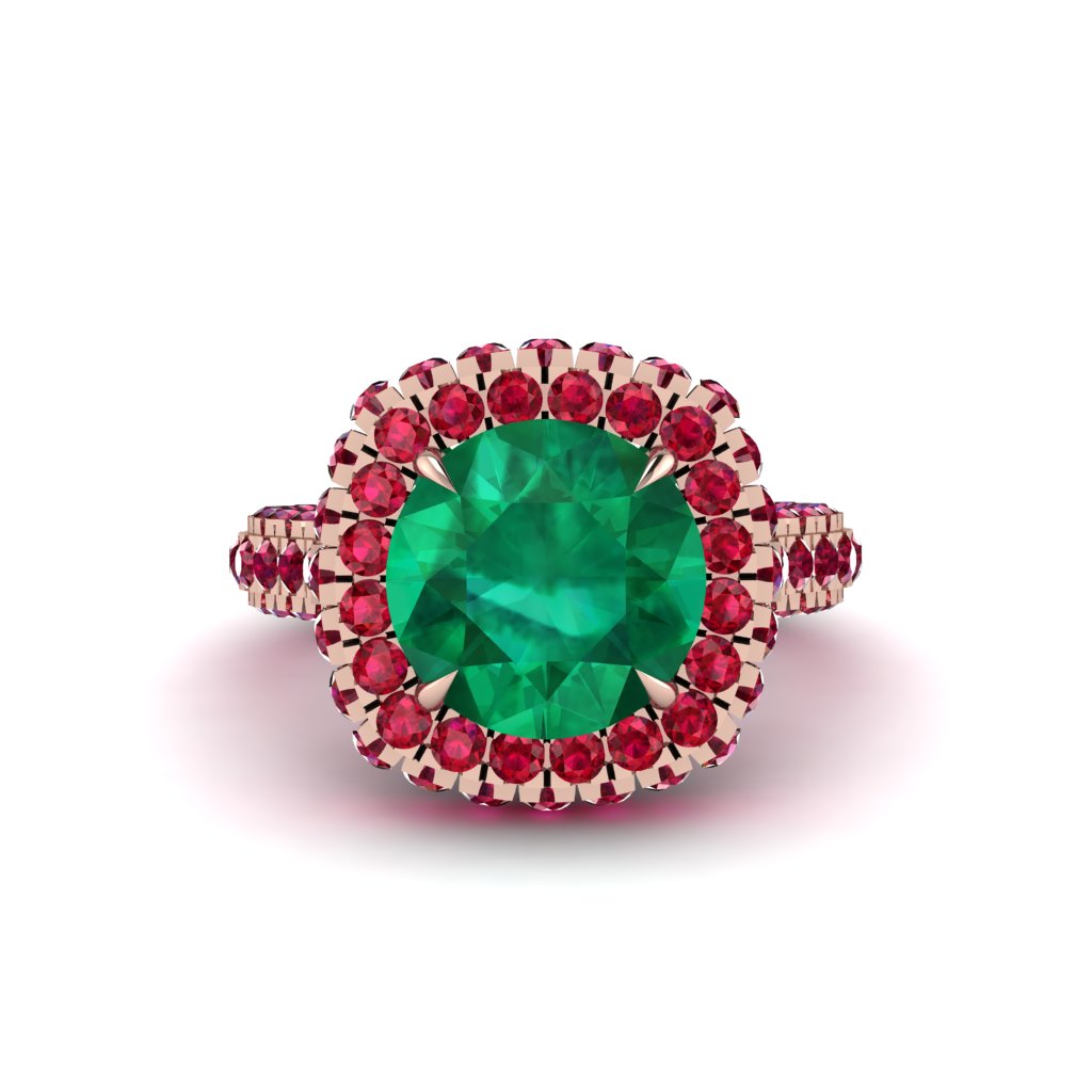 Emerald Pave Double Halo Engagement Ring - Eve No. 50