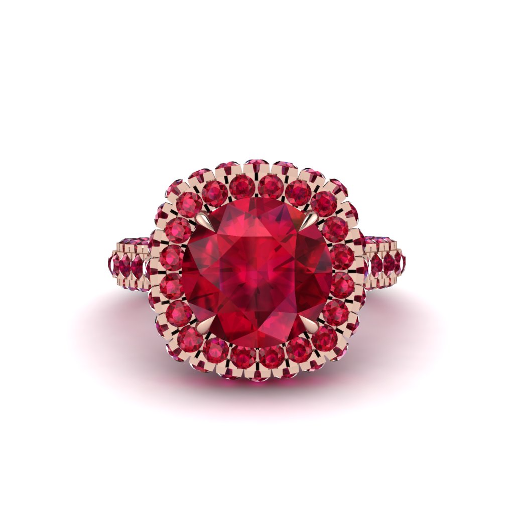 Ruby Pave Double Halo Engagement Ring - Eve No. 56