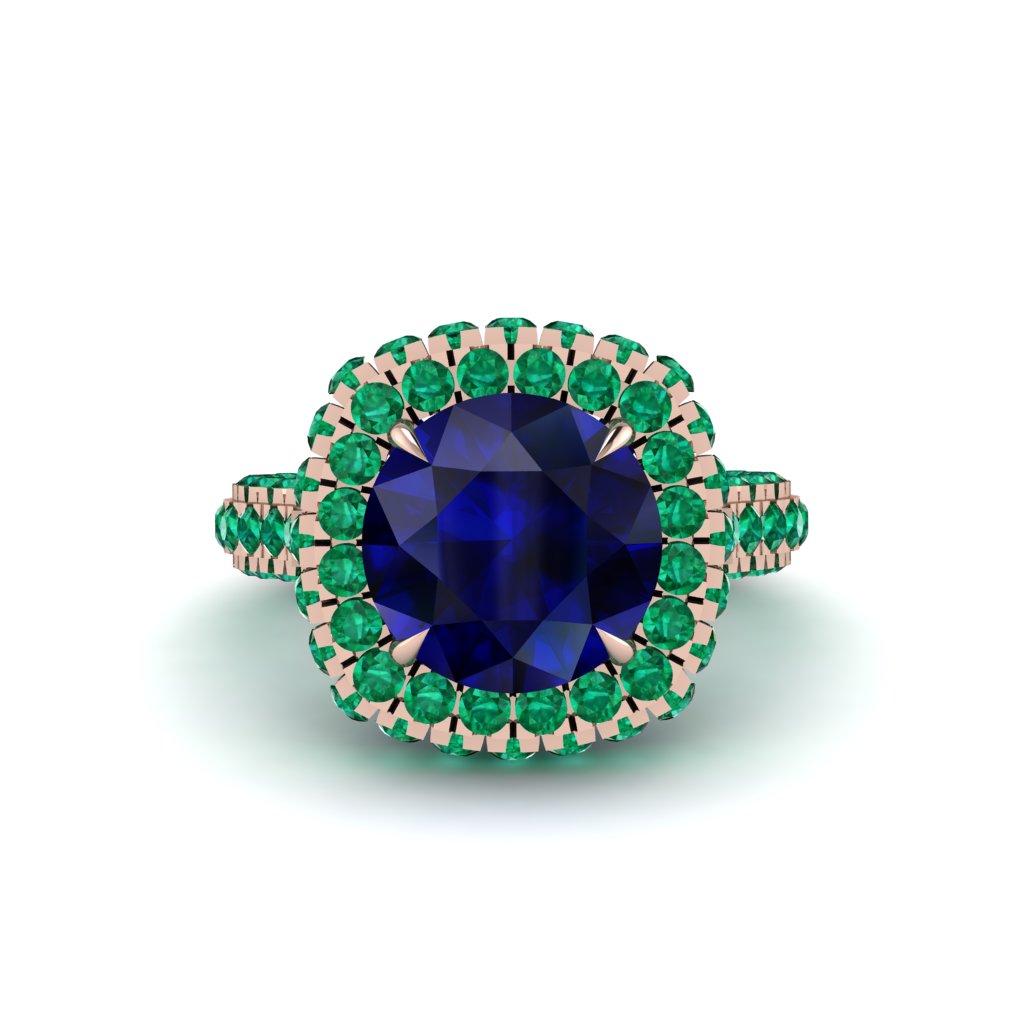 Sapphire Pave Double Halo Engagement Ring - Eve No. 29