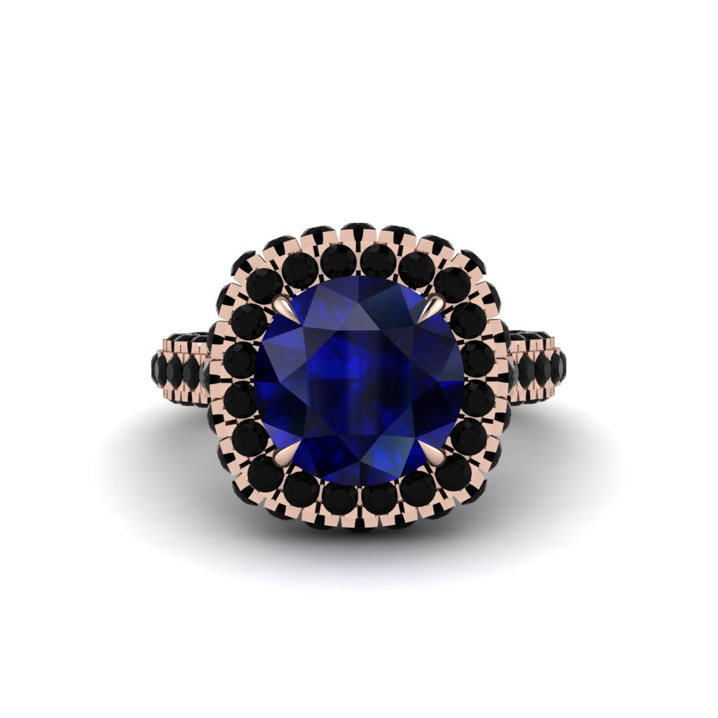 Sapphire Pave Double Halo Engagement Ring - Eve No. 44