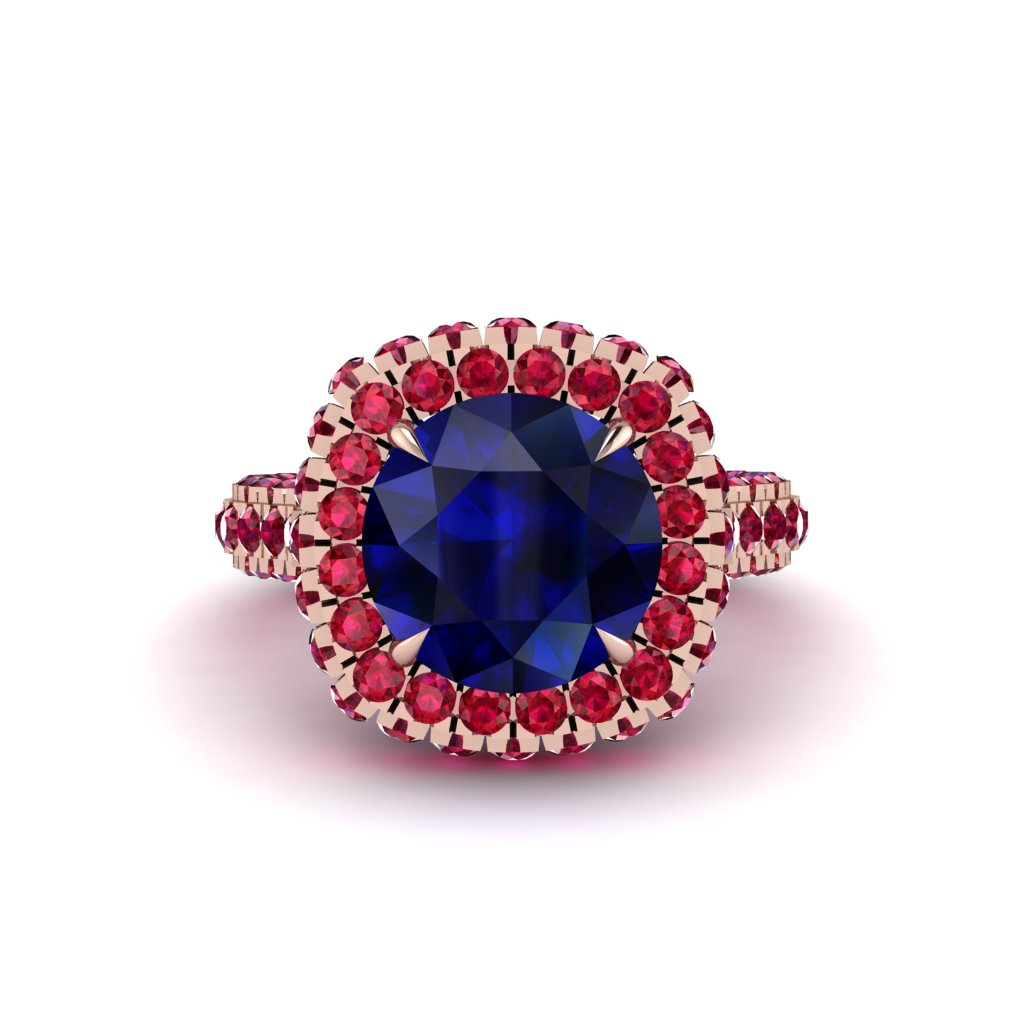 Sapphire Pave Double Halo Engagement Ring - Eve No. 59
