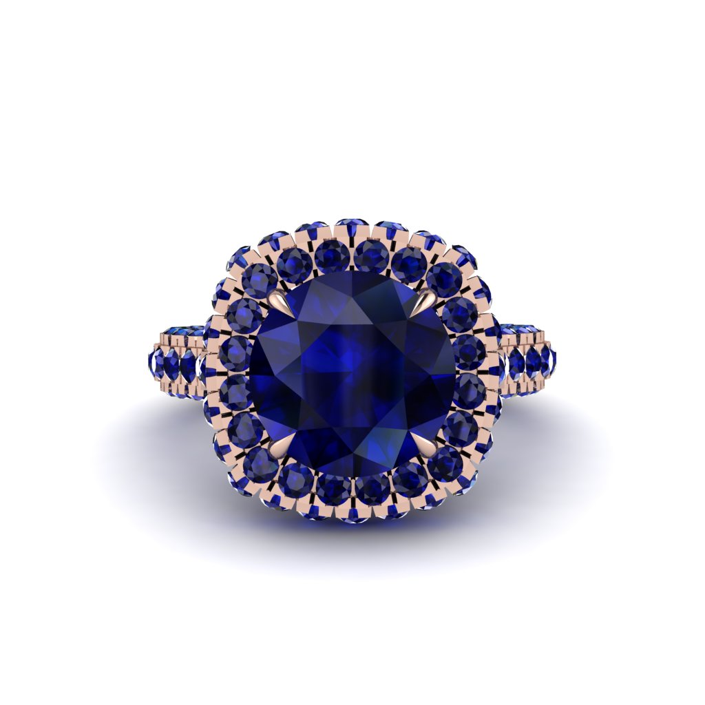 Sapphire Pave Double Halo Engagement Ring - Eve No. 74