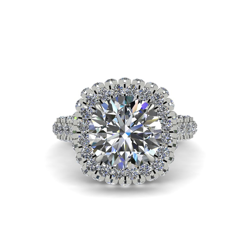 Diamond Pave Double Halo Engagement Ring - Eve No. 3