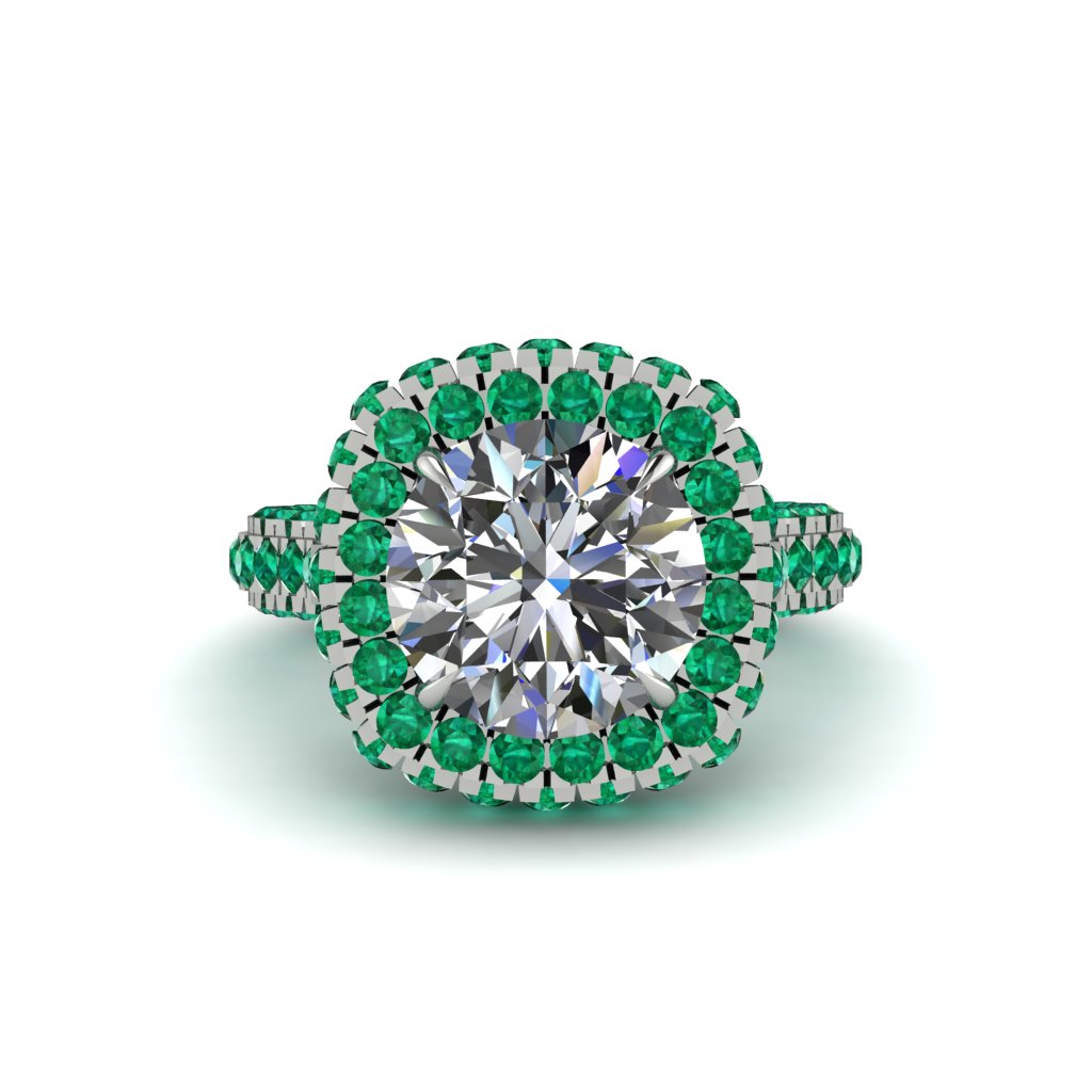 Diamond Pave Double Halo Engagement Ring - Eve No. 18