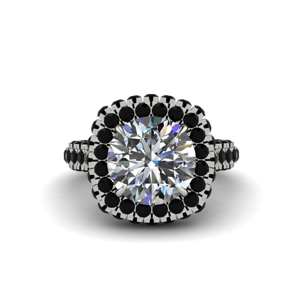 Diamond Pave Double Halo Engagement Ring - Eve No. 33