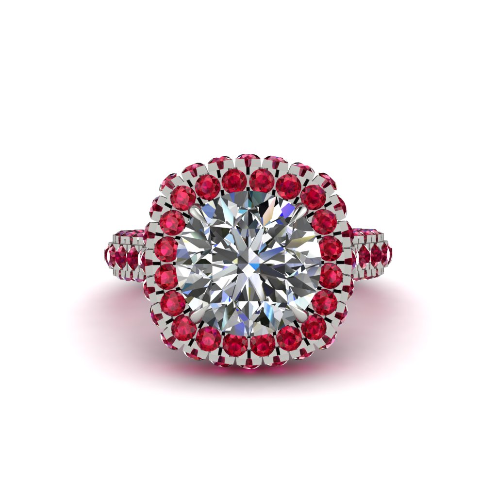 Diamond Pave Double Halo Engagement Ring - Eve No. 48