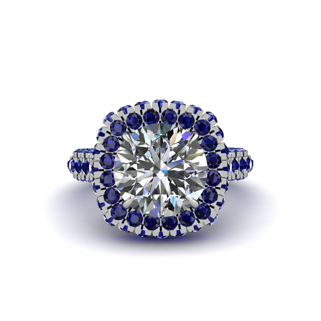 Diamond Pave Double Halo Engagement Ring - Eve No. 63