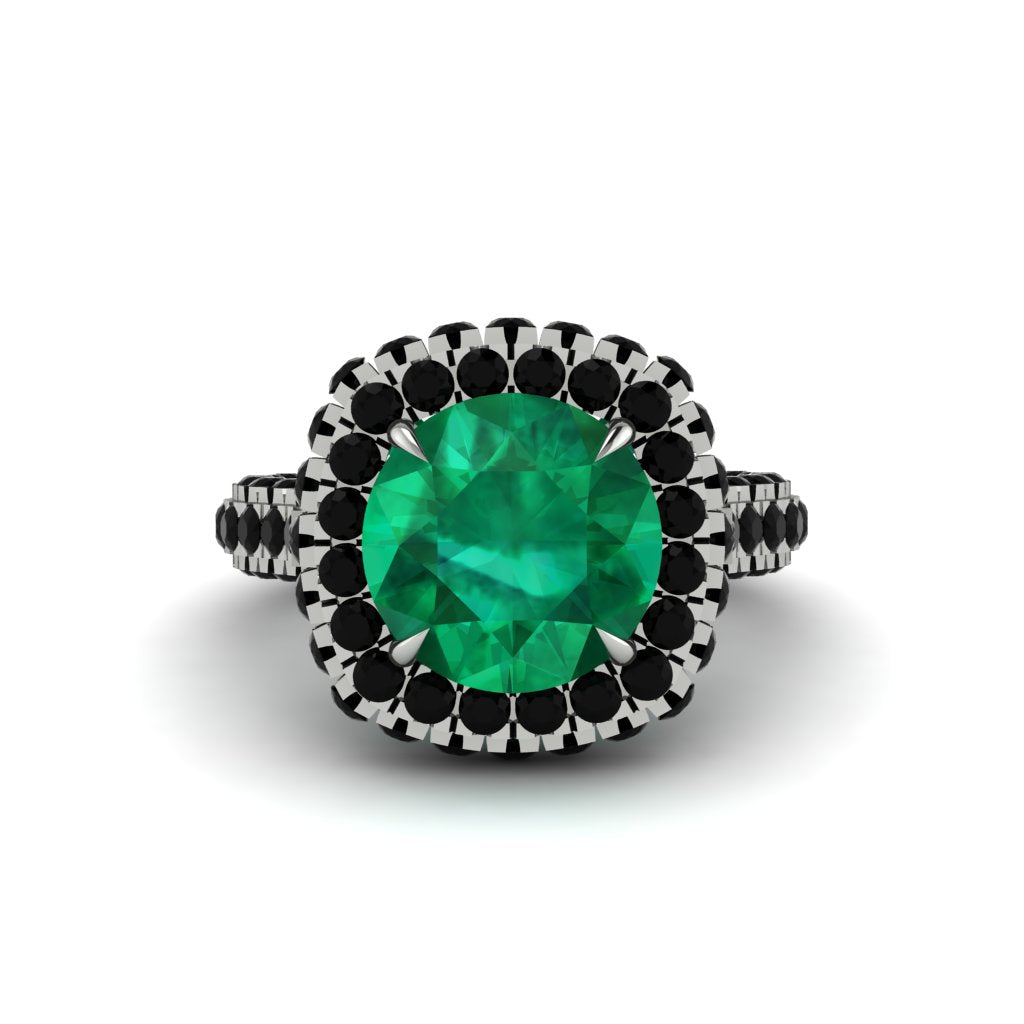 Emerald Pave Double Halo Engagement Ring - Eve No. 36