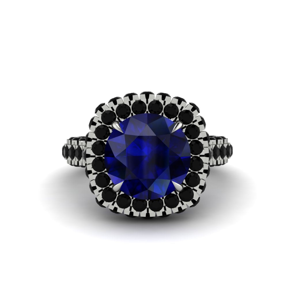 Sapphire Pave Double Halo Engagement Ring - Eve No. 45