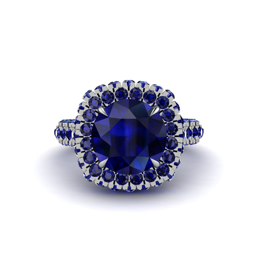 Sapphire Pave Double Halo Engagement Ring - Eve No. 75