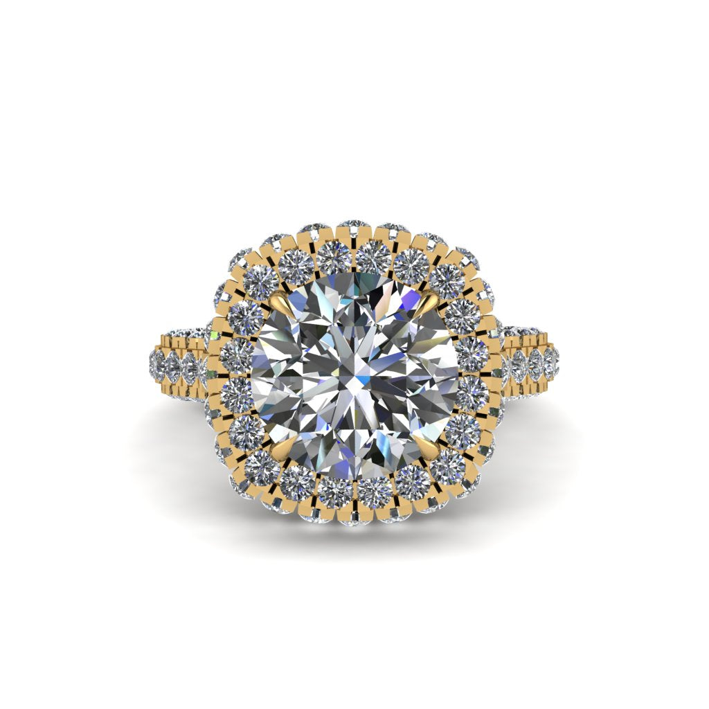 Diamond Pave Double Halo Engagement Ring - Eve No. 1