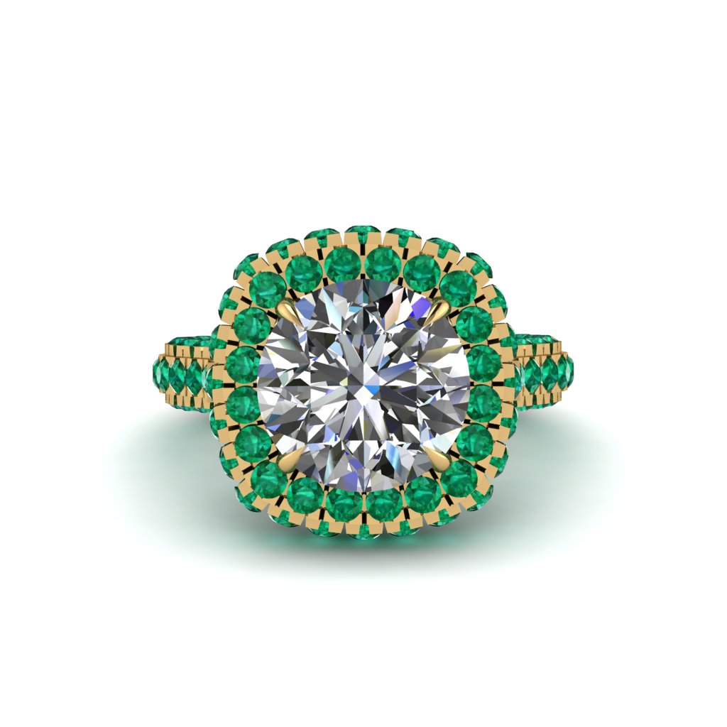 Diamond Pave Double Halo Engagement Ring - Eve No. 16