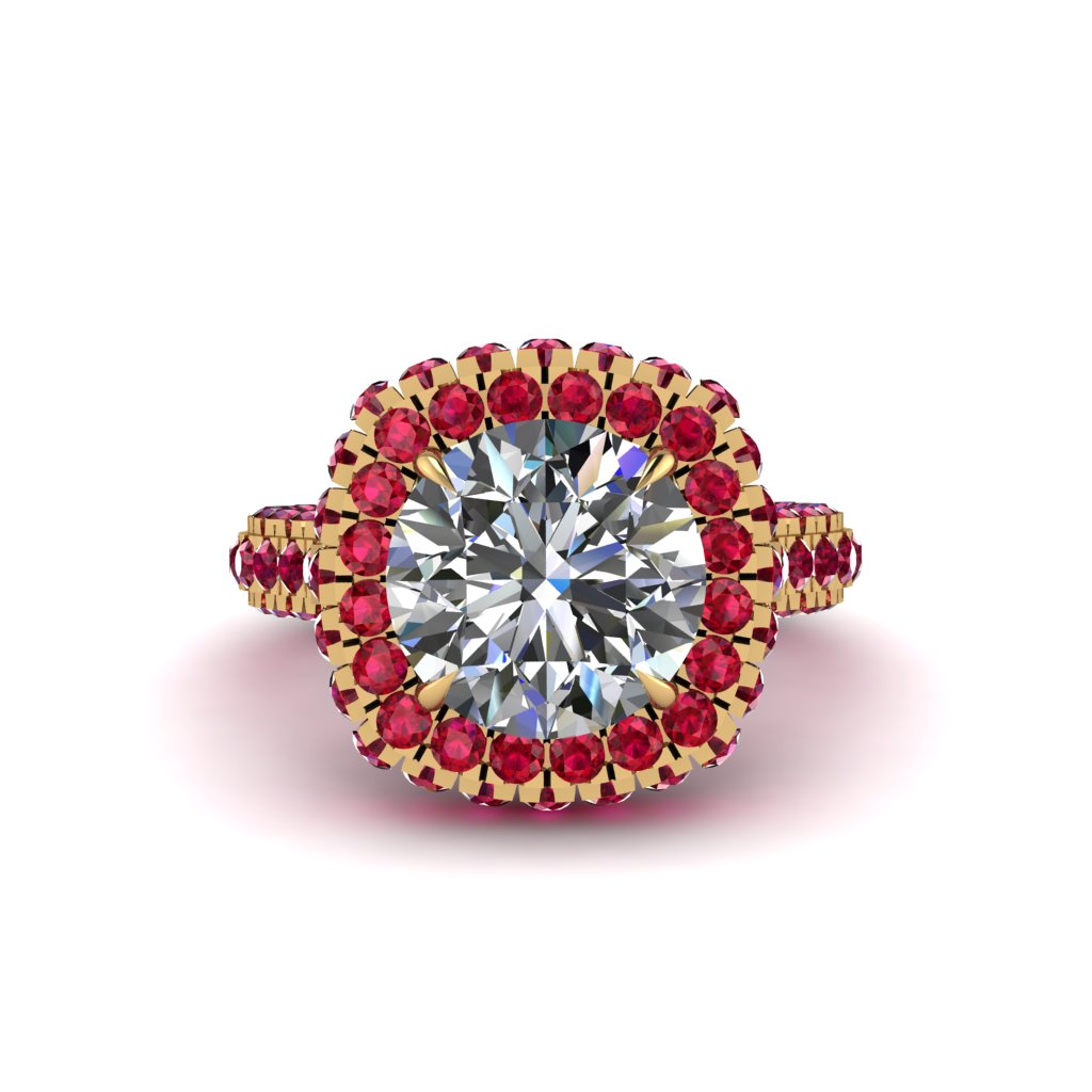 Diamond Pave Double Halo Engagement Ring - Eve No. 46