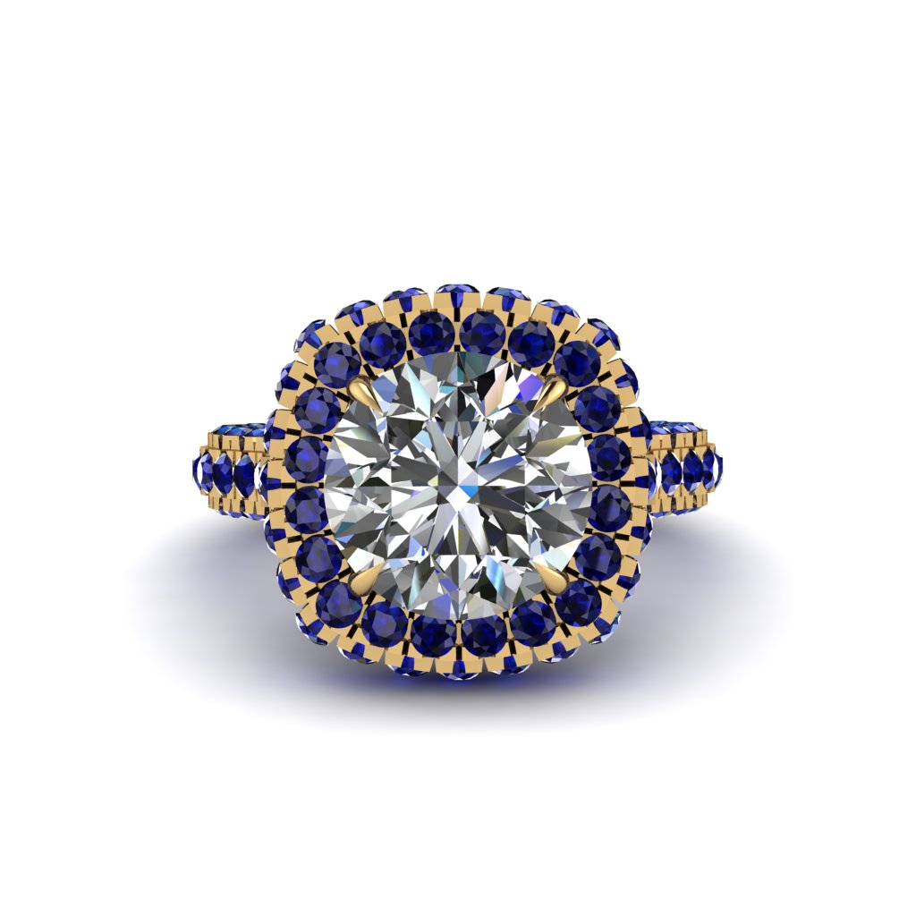 Diamond Pave Double Halo Engagement Ring - Eve No. 61