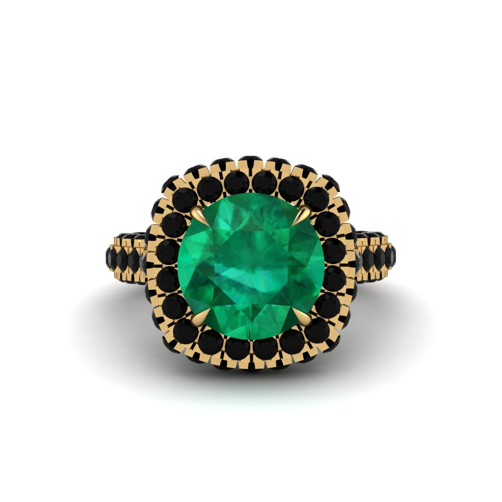 Emerald Pave Double Halo Engagement Ring - Eve No. 34