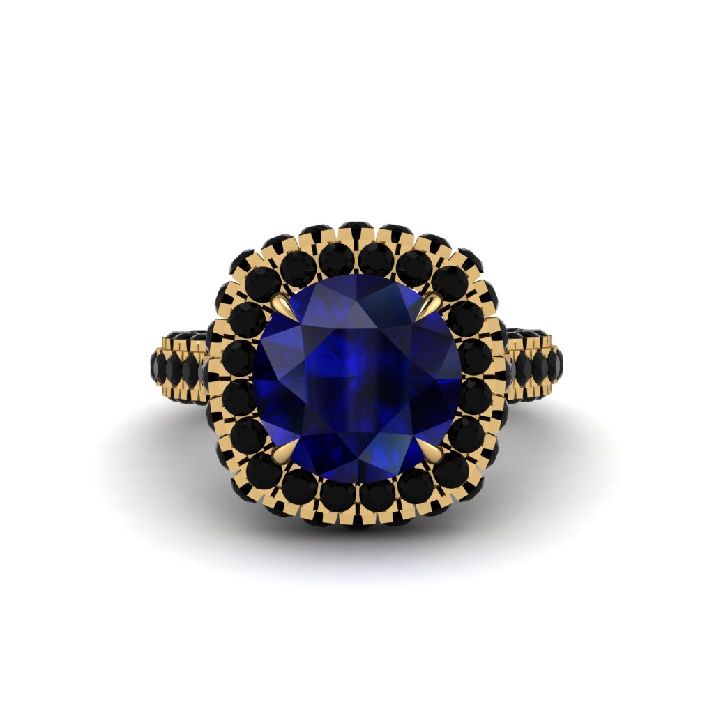 Sapphire Pave Double Halo Engagement Ring - Eve No. 43