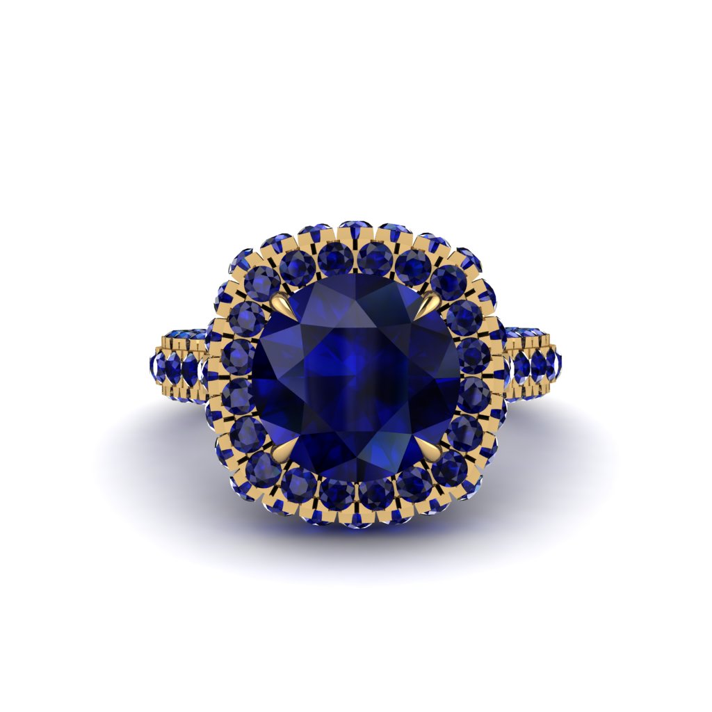 Sapphire Pave Double Halo Engagement Ring - Eve No. 73