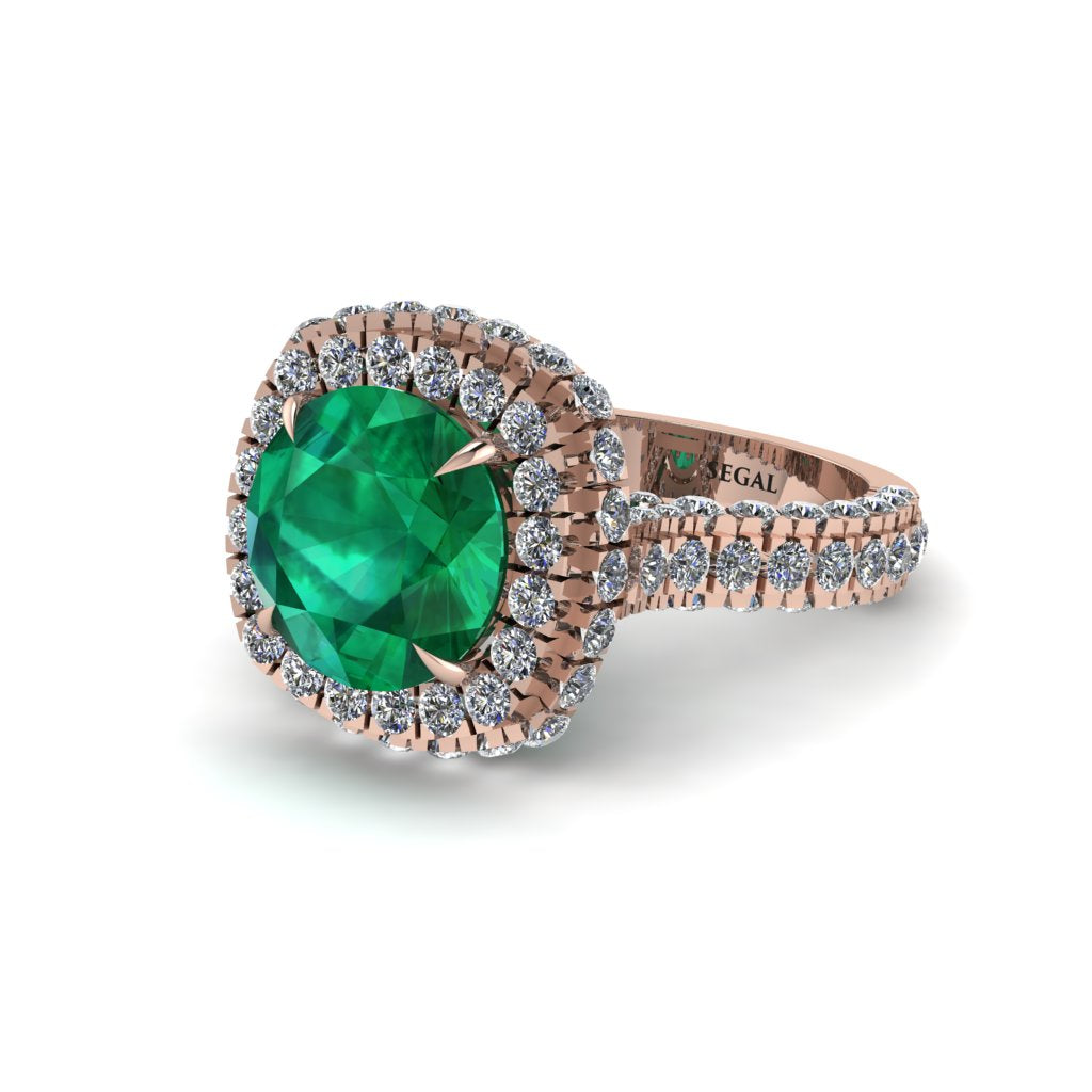 Emerald Pave Double Halo Engagement Ring - Eve No. 5