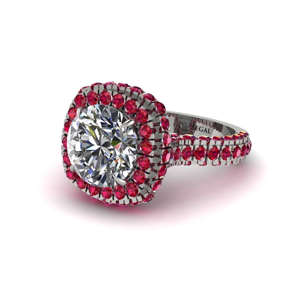 Diamond Pave Double Halo Engagement Ring - Eve No. 48