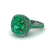 Emerald Pave Double Halo Engagement Ring - Eve No. 21 image 1