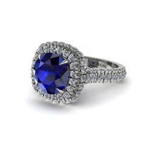 Sapphire Pave Double Halo Engagement Ring - Eve No. 15 image 1