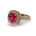 Ruby Pave Double Halo Engagement Ring - Eve No. 10