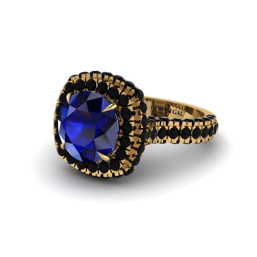 Sapphire Pave Double Halo Engagement Ring - Eve No. 43