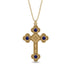 George Custom 2.5 inch Ornamented Orthodox Cross Sapphire Necklace - Caden No. 130