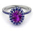 Oval Amethyst Halo Hidden Sapphires Ring - Amy No. 315 image 3
