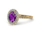 Oval Amethyst Halo Hidden Diamonds Ring - Amy No. 301