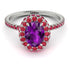 Oval Amethyst Halo Hidden Rubies Ring - Amy No. 312