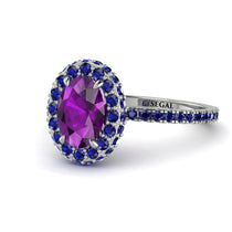 Oval Amethyst Halo Hidden Sapphires Ring - Amy No. 315 image 1