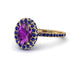 Oval Amethyst Halo Hidden Sapphires Ring - Amy No. 313