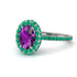 Oval Amethyst Halo Hidden Emeralds Ring - Amy No. 306